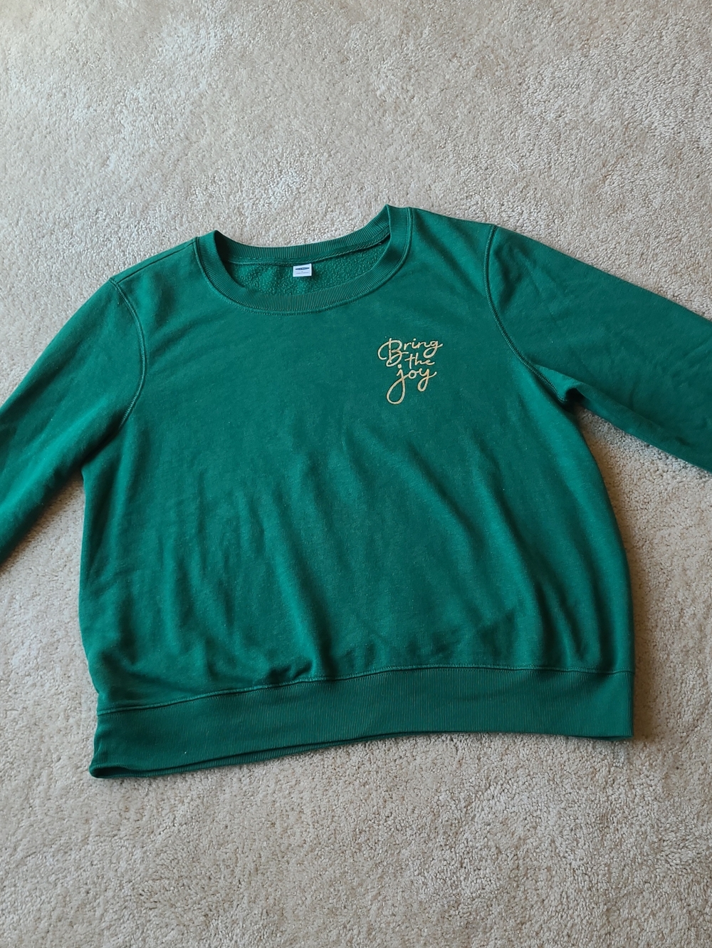 Old Navy Dark Green 'Bring the Joy' Crewneck Sweatshirt
